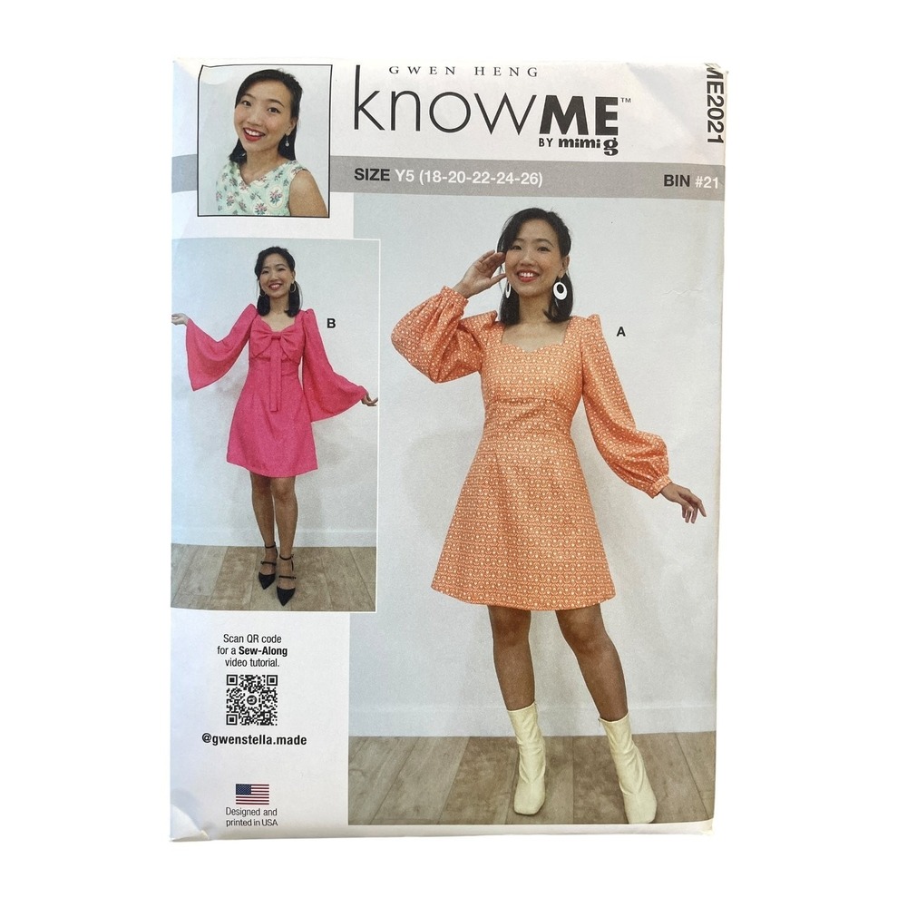 KNOWME‎ ME2021 Misses' Dress Size Y5 (18-26) Puff Sleeve Bow Bell Modern